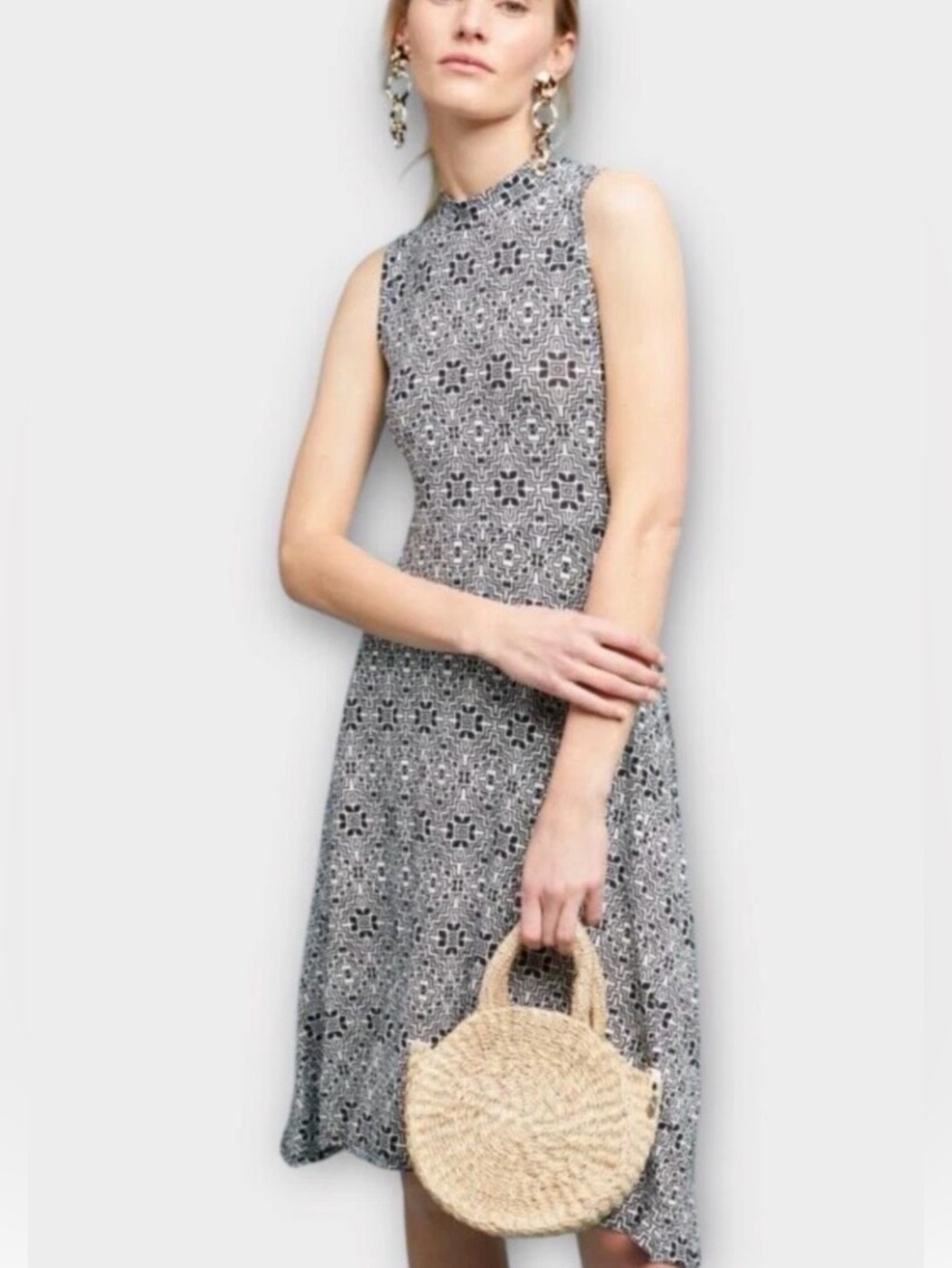 Anthropologie Maeve Black & White Geometric Print Dress